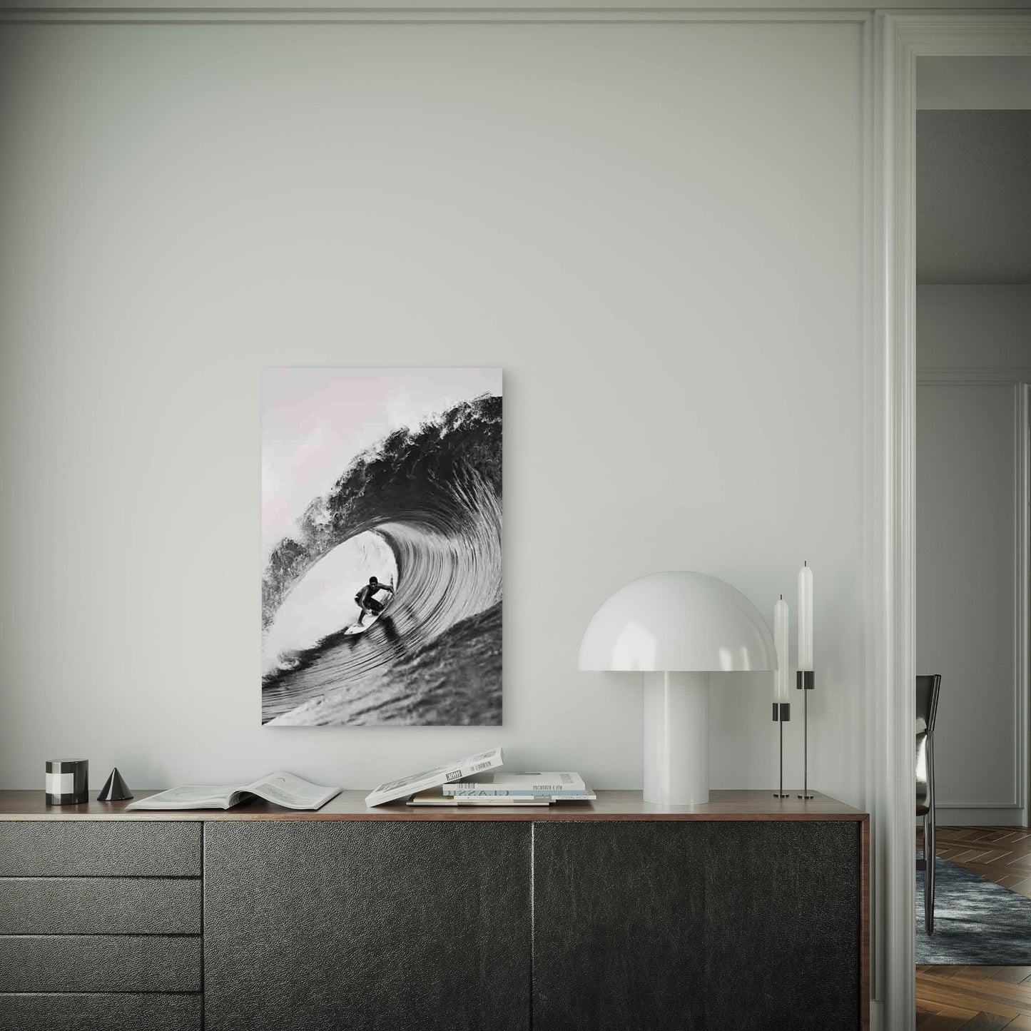 Wave Surfer, Oil Painting Metal Print Ready to Hang