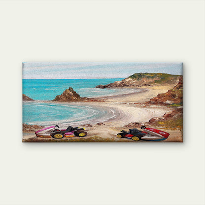 Vintage Beach Karting Street Wall Art Canvas Office Home Room Framed 120x60cm