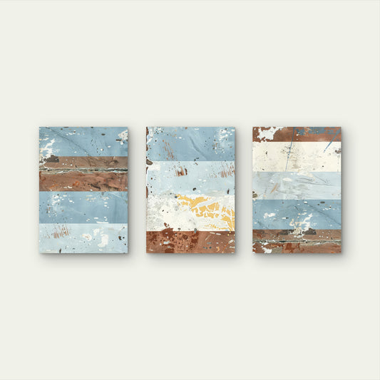3pcs Rustic Distressed Wood Art Painting  Wall Art Set Canvas Framed 50x70cm - High Quality Print 100% Australian Made Wall Canvas Ready to Hang