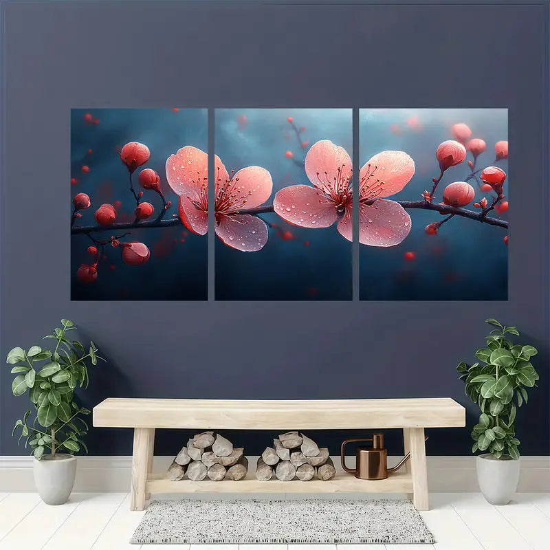 3pcs Blooming Wild Stamen Metal Print Ready to Hang Art - Bella Home Decor