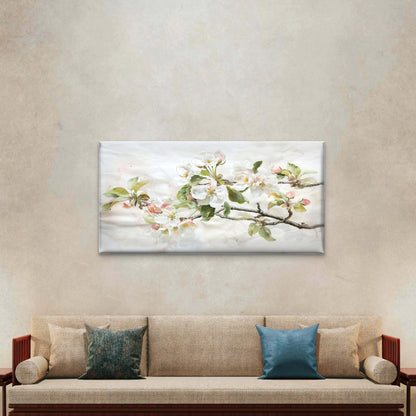 White Apple Blossom Flower Wall Art Canvas Office Home Room Framed 120x60cm