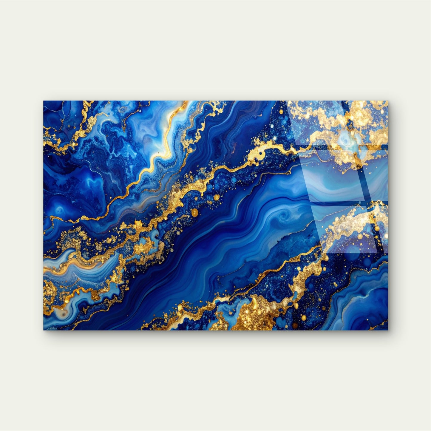 Abstract Navy Blue Golden Agate Geode  Acrylic Glass Printing Wall Art Australian Made Quality