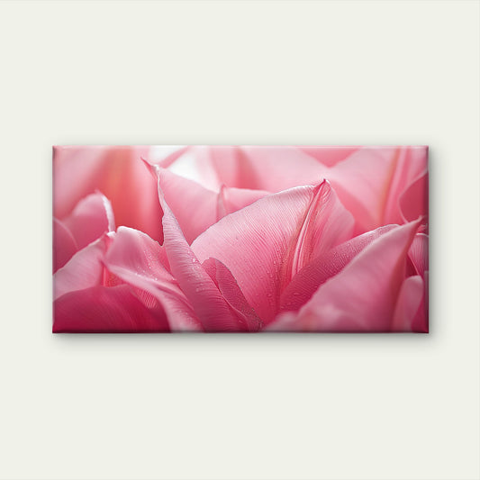 Macro Pink Tulip Petals Wall Art Canvas Office Home Room Framed 120x60cm