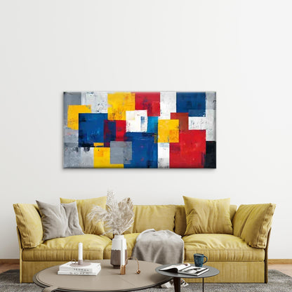 Colorful Geometric Abstract Wall Art Canvas Office Home Room Framed 120x60cm - Bella Home Decor