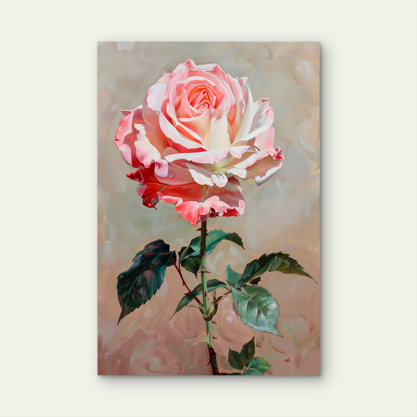 Vintage Pink Rose Painting Floral Flower 40x60cm Metal Print Ready to Hang