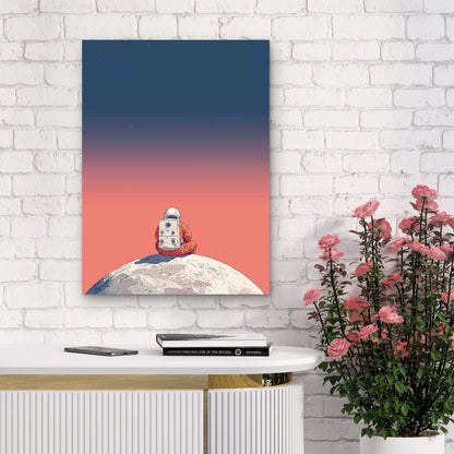 The Moon And an Astronaut 60x90cm Metal Print Ready to Hang - Bella Home Decor