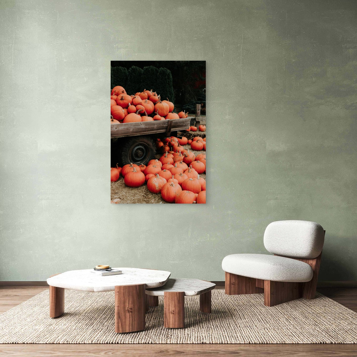 Bright Orange Pumpkins at a Pumpkin Patch 60x90cm Metal Print Ready to Hang