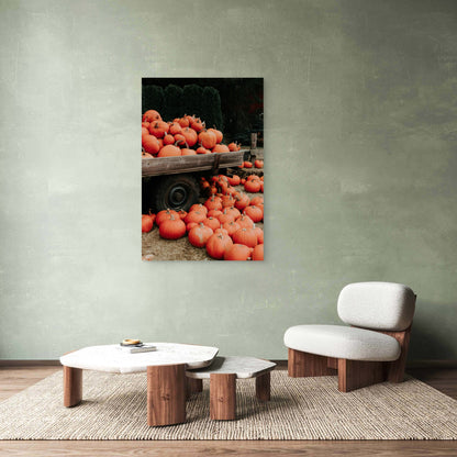 Bright Orange Pumpkins at a Pumpkin Patch 60x90cm Metal Print Ready to Hang
