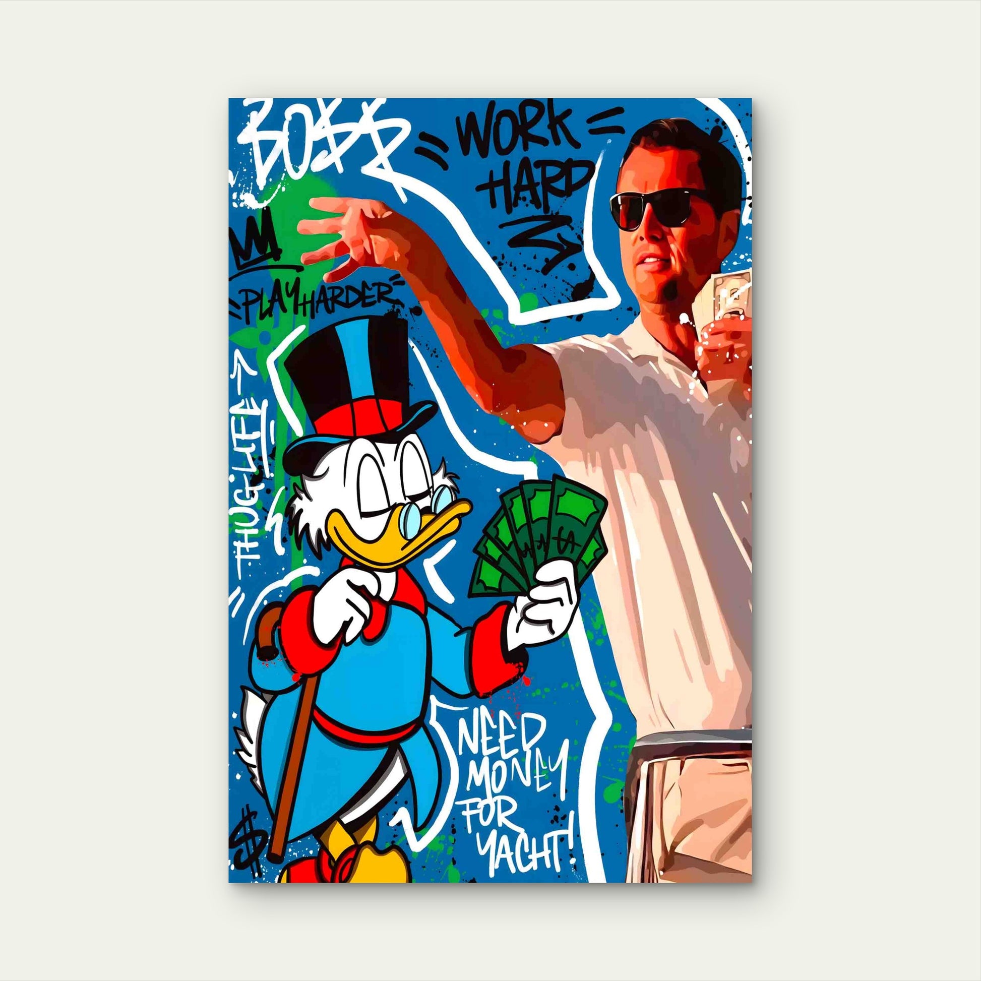 Cash Theme Street Art 60x90cm Metal Print Ready to Hang - Bella Home Decor
