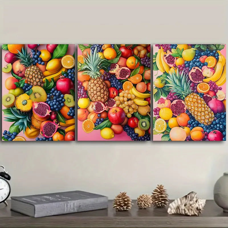 3pcs Various Fruits Metal Print Ready to Hang Art