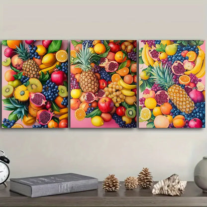 3pcs Various Fruits Metal Print Ready to Hang Art