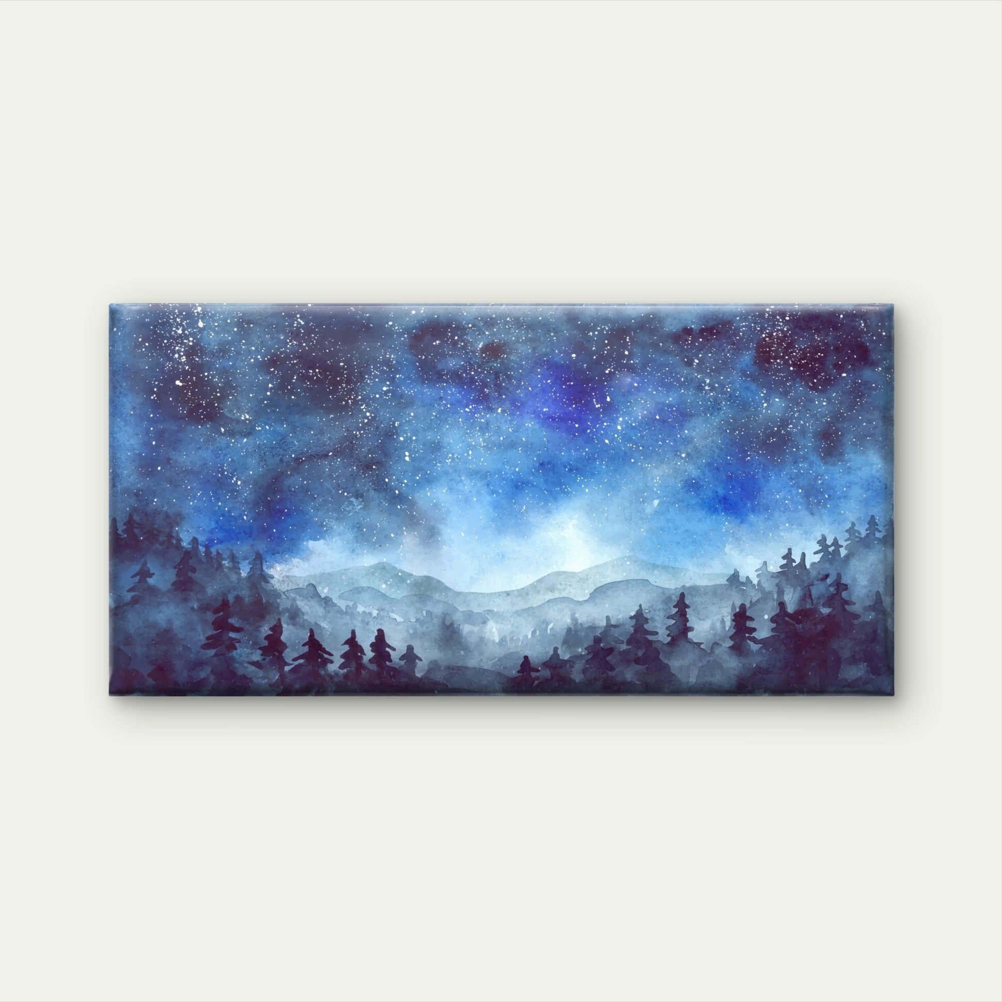 Starry Night Sky Pine Forest Wall Art Canvas Office Home Framed 120x60cm