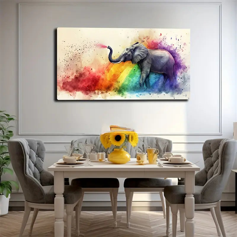 Elephant Surrounded Vibrant Wall Art Canvas Office Home Room Framed 120x60cm - Bella Home Decor