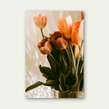 Bouquet of Orange Tulips in a Vase 60x90cm Metal Print Ready to Hang