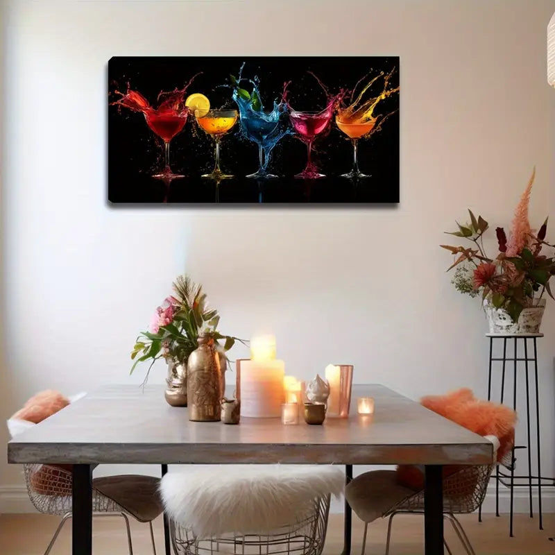 Vibrant Glassware Design Modern Wall Art Canvas Office Home Room Framed 120x60cm - Bella Home Decor