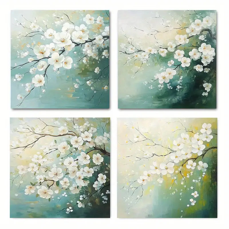 4pcs  Vintage Abstract Blossom Branch  hj    Wall Art Canvas Framed