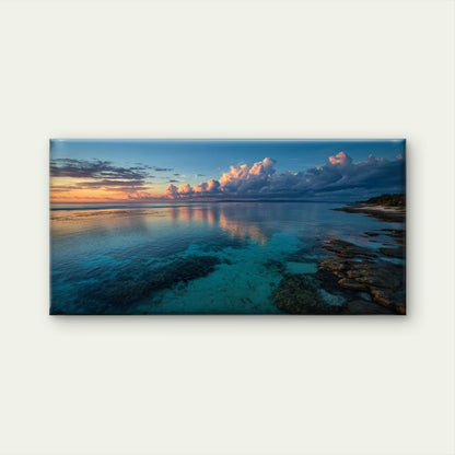 Waters & Turquoise Coast Sunset Wall Art Canvas Office Home Room Framed 120x60cm