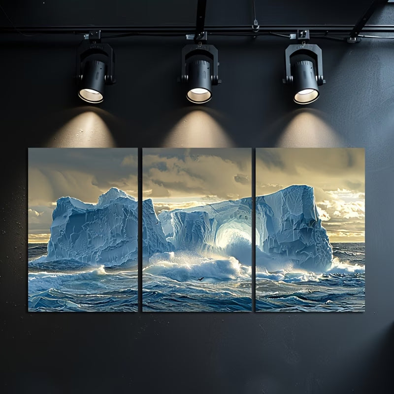 3pcs Iceberg Off The Coast Of Antarctica Wall Art Set Canvas Framed 40x60cm - High Quality Print 100% Australian Made Wall Canvas Ready to Hang