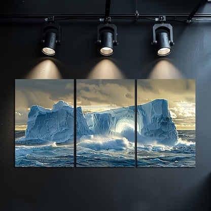 3pcs Iceberg Off The Coast Of Antarctica Wall Art Set Canvas Framed 40x60cm - High Quality Print 100% Australian Made Wall Canvas Ready to Hang