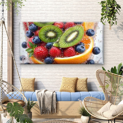 Fruit and Beverage Splash Wall Art Canvas Office Home Room Framed 120x60cm
