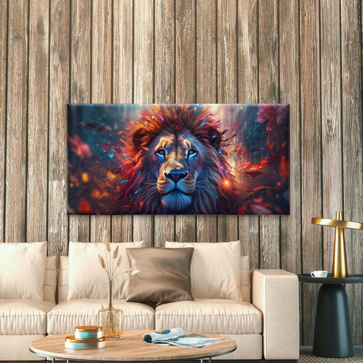 Majestic Lion In Forest Wall Art Canvas Office Home Room Framed 120x60cm