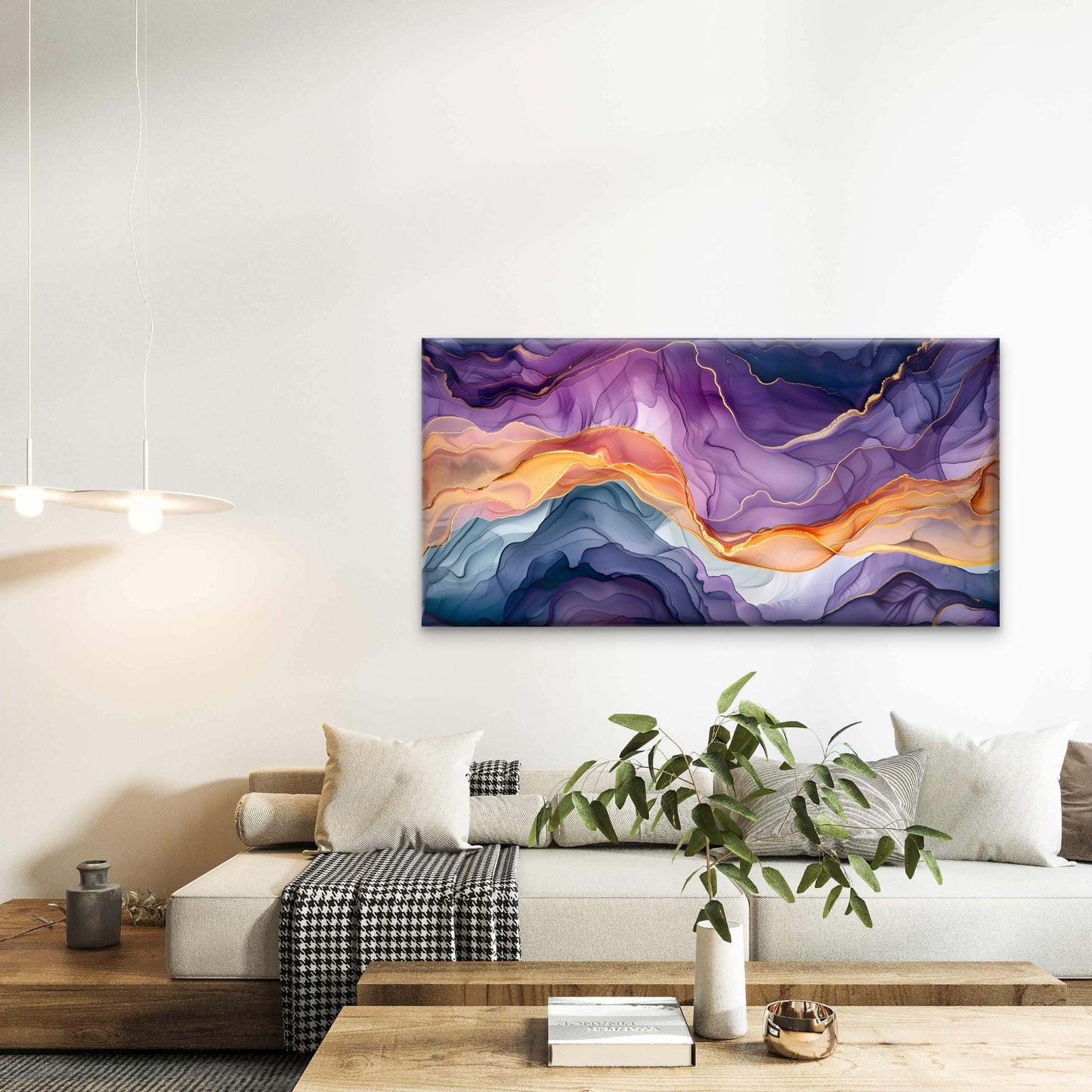 Abstract Art Alcohol Ink Sea Wall Art Canvas Office Home Room Framed 120x60cm