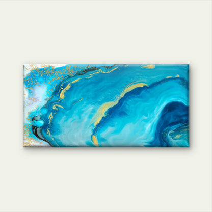 Golden Waves Deep Sea Wall Art Canvas Office Home Room Framed 120x60cm