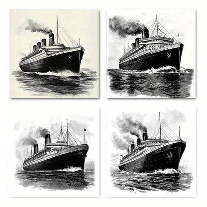 4pcs  Titanic Sinking Vintage Nautical  Wall Art Canvas Framed