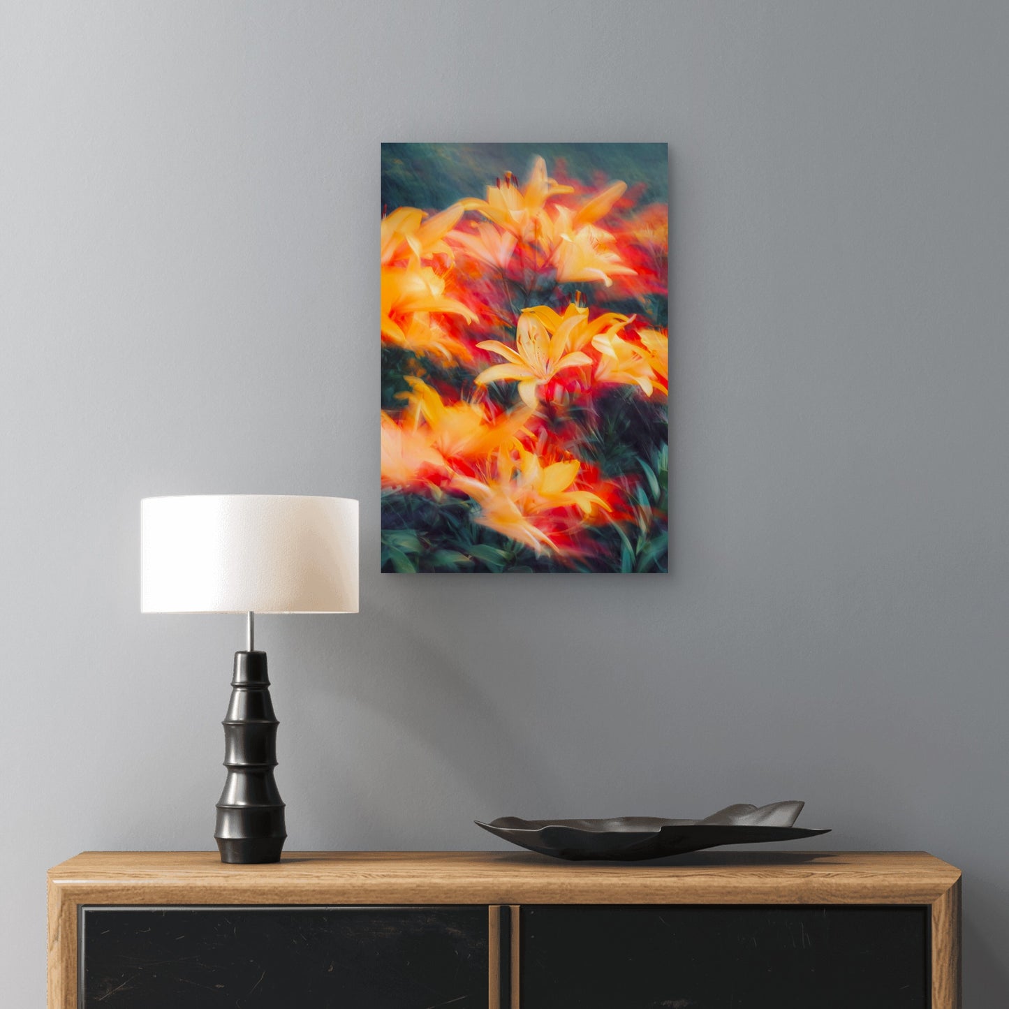 Yellow Lilies in Motion Blur 60x90cm Metal Print Ready to Hang