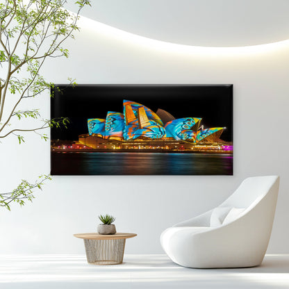 Vivid Sydney Opera House Wall Art Canvas Office Home Room Framed 120x60cm