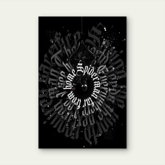 Monochrome Black & White Gothic Typography 40x60cm Metal Print Ready to Hang