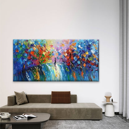 Vibrant Abstract Impasto Wall Art Canvas Office Home Room Framed 120x60cm