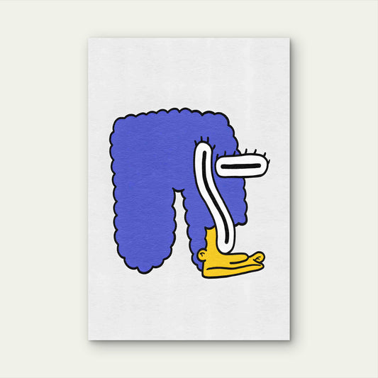 Purple Textured Hair Cartoon 40x60cm Metal Print Ready to Hang