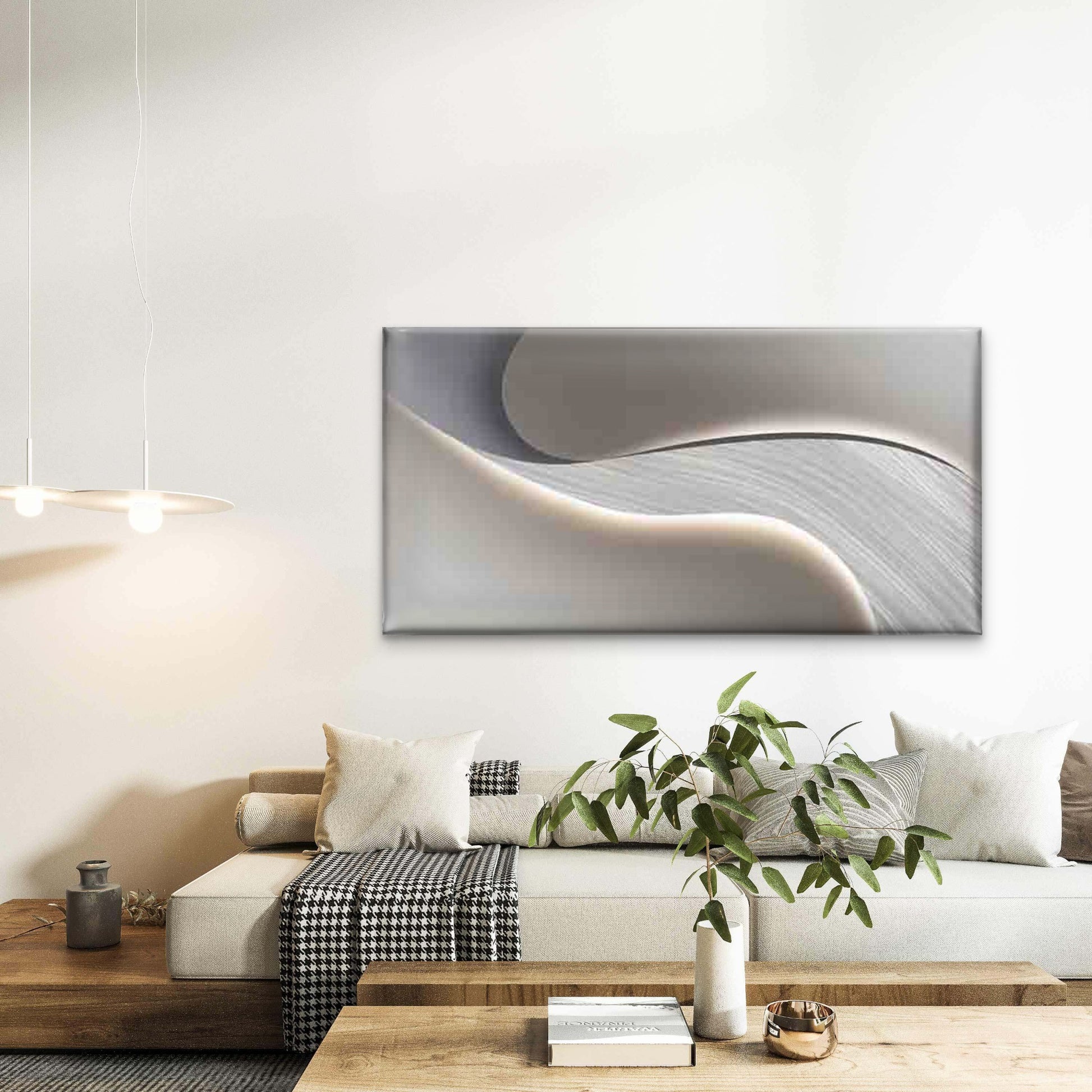 Contemporary Abstract Wave Wall Art Canvas Office Home Room Framed 120x60cm - Bella Home Decor