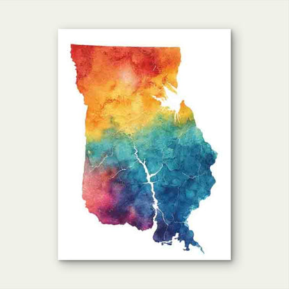 Ontario Canada Map Abstract Watercolor Metal Print Ready to Hang