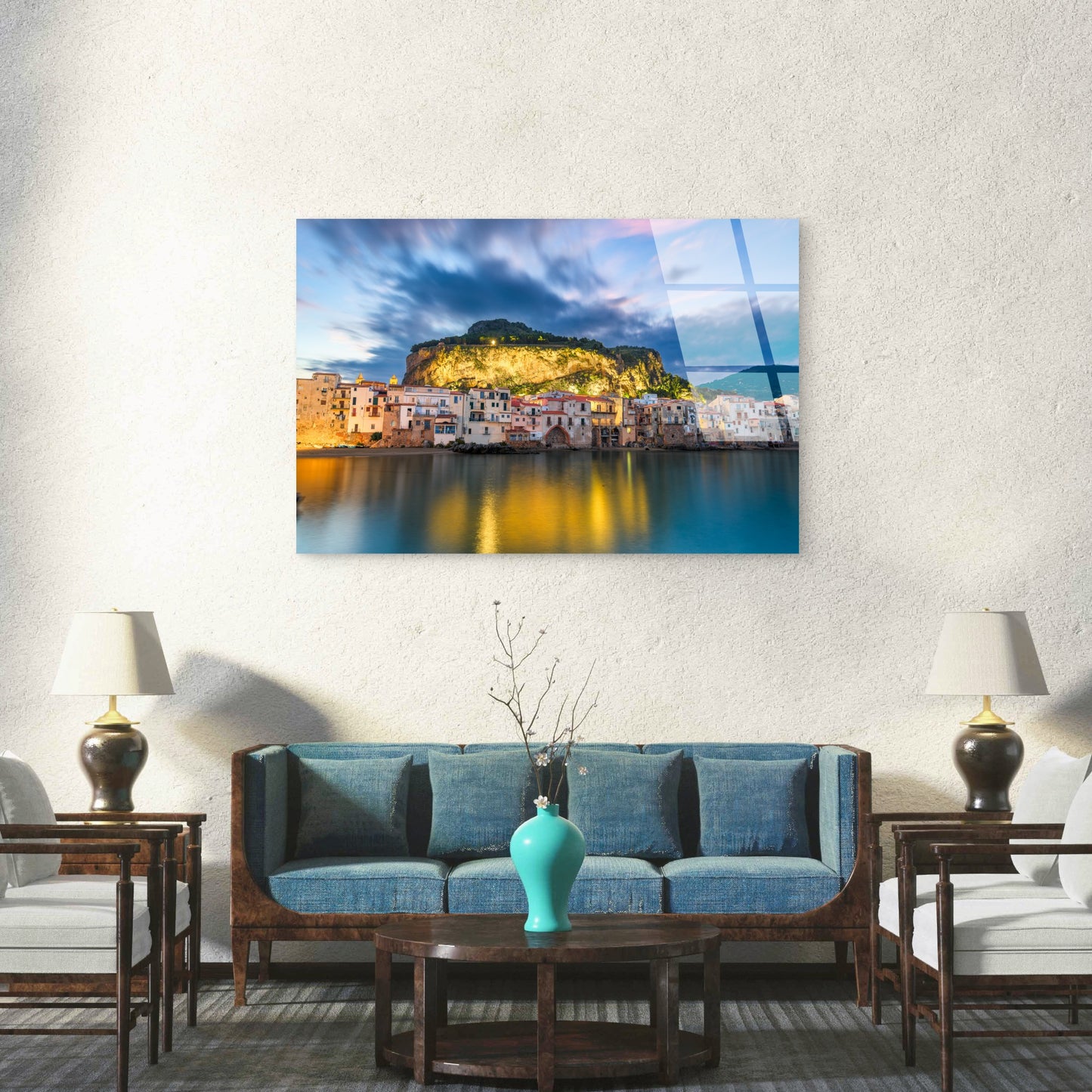 Cefalu Sicily Italy Dusk Wave Acrylic Glass Printing Wall Art Australian Made Quality