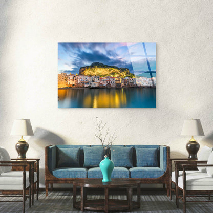 Cefalu Sicily Italy Dusk Wave Acrylic Glass Printing Wall Art Australian Made Quality