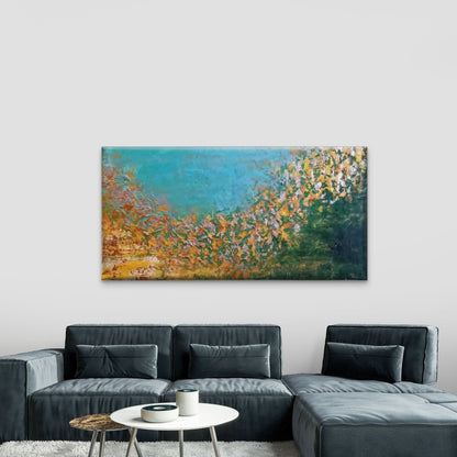 Abstract Colorful Textured Wall Art Canvas Office Home Room Framed 120x60cm - Bella Home Decor