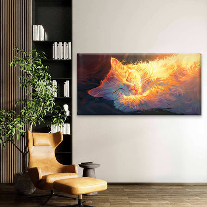 Comfy Cat In Sunlight Wall Art Canvas Office Home Room Framed 120x60cm