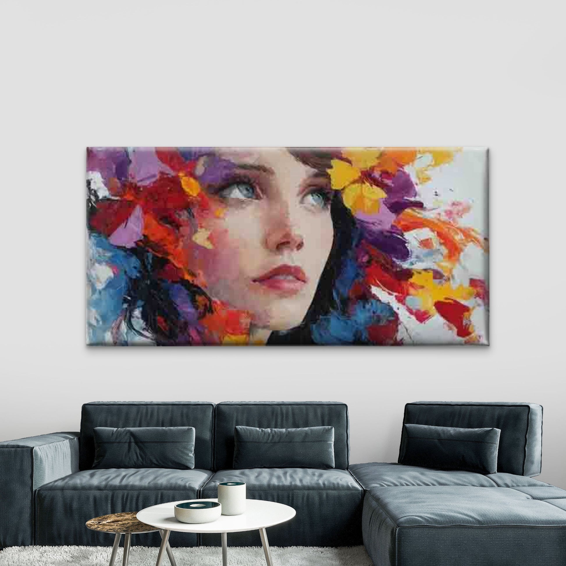 Women Eye Abstract Splatter Wall Art Canvas Office Home Room Framed 120x60cm - Bella Home Decor