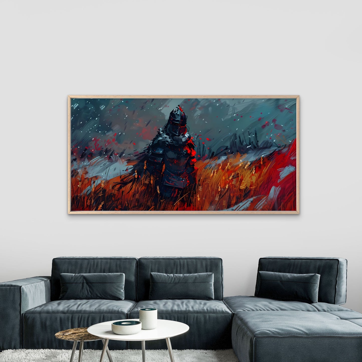 The Ember Knight Stands Wall Art Canvas Office Home Room Framed 120x60cm