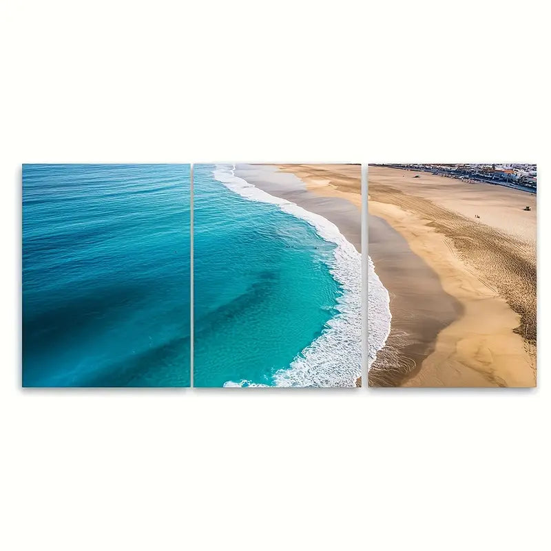 3pcs Las Canteras Beach Gran Canaria Wall Art Set Canvas Framed 50x70cm - High Quality Print 100% Australian Made Wall Canvas Ready to Hang