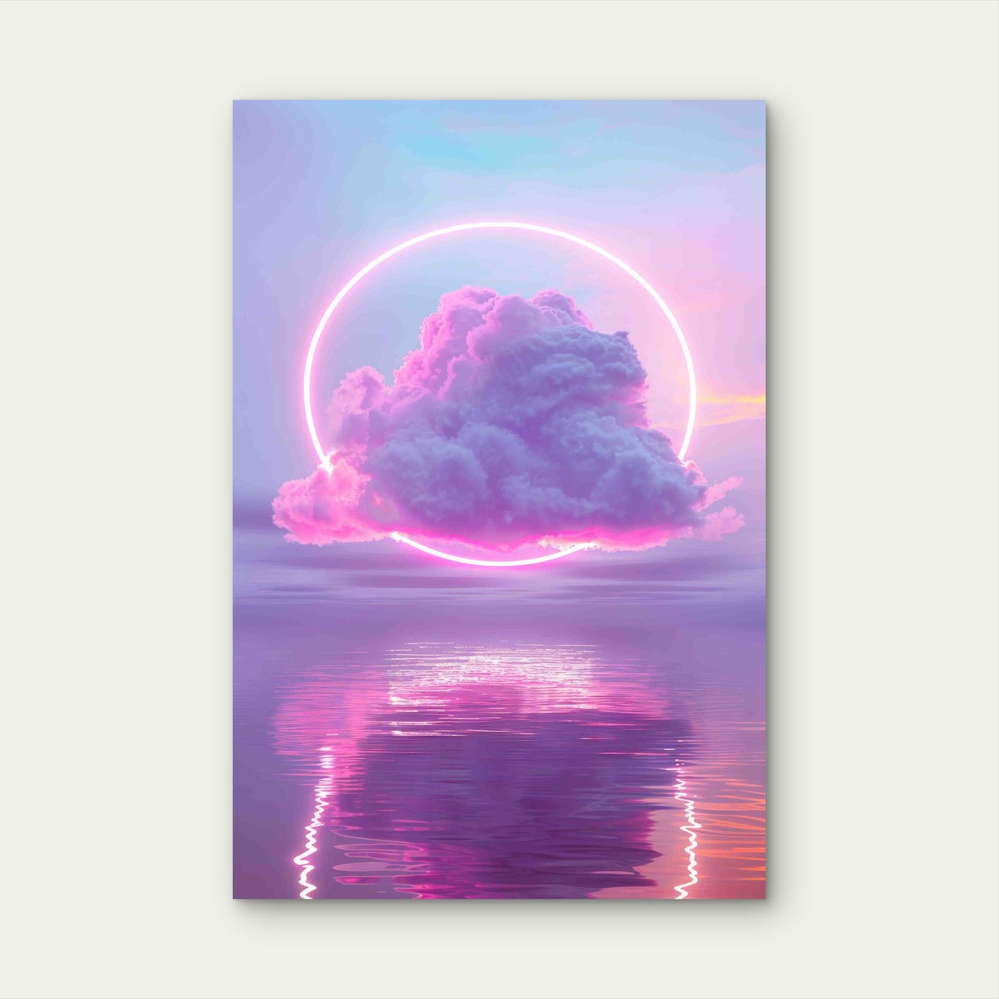 Stunning Pink Sunset Over Tranquil Water 60x90cm Metal Print Ready to Hang