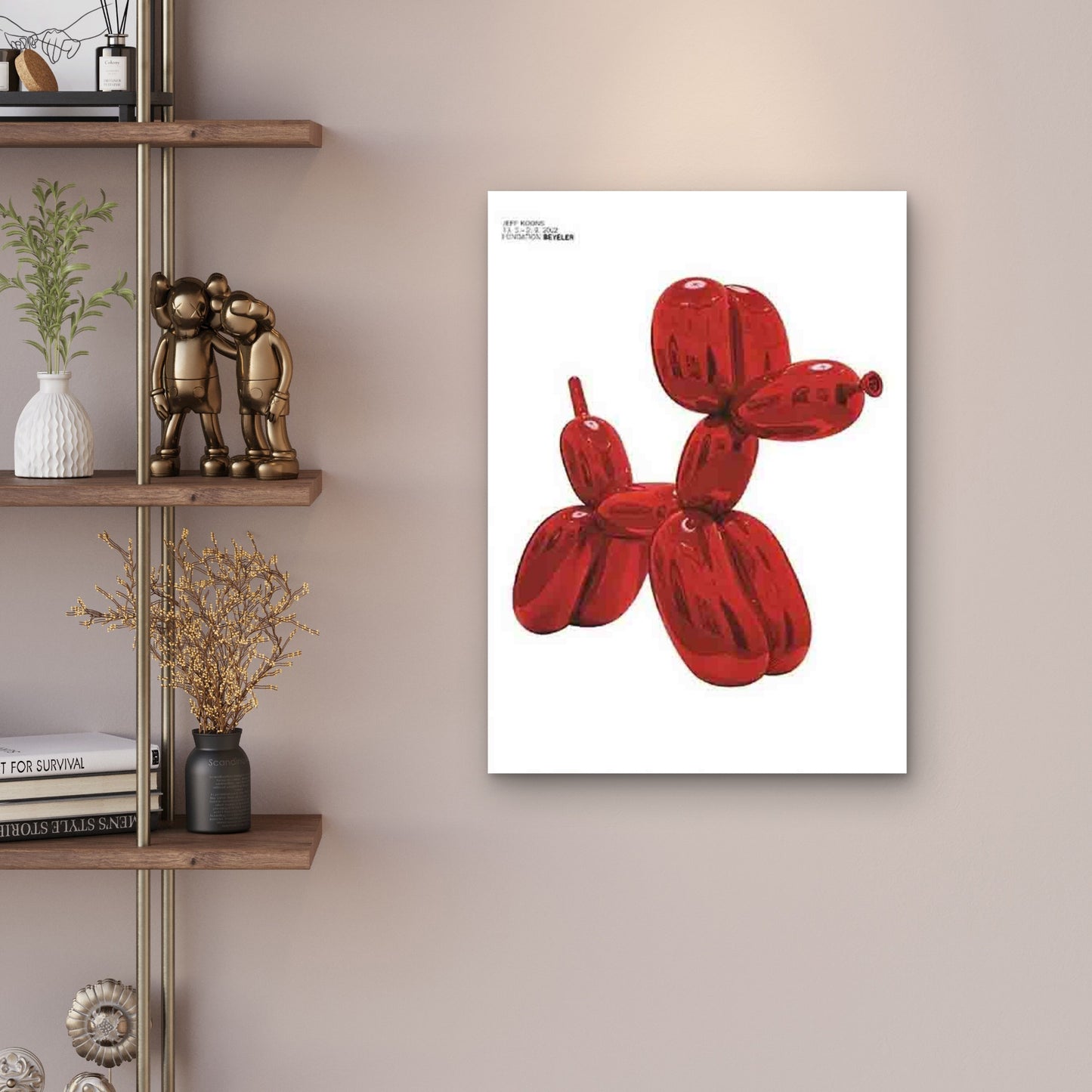 Abstract Balloon Dog Sculpture 60x90cm Metal Print Ready to Hang - Bella Home Decor