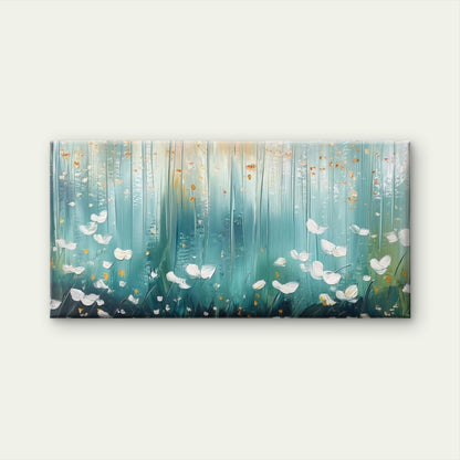 Abstract Forest White Flowers Wall Art Canvas Office Home Room Framed 120x60cm