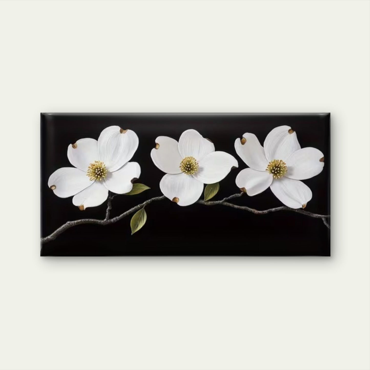 White Magnolia Flowers Wall Art Canvas Office Home Room Framed 120x60cm