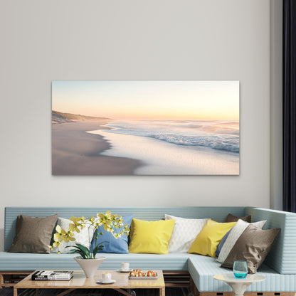 Featuring a Serene Beach Sunset Wall Art Canvas Office Home Room Framed 120x60cm