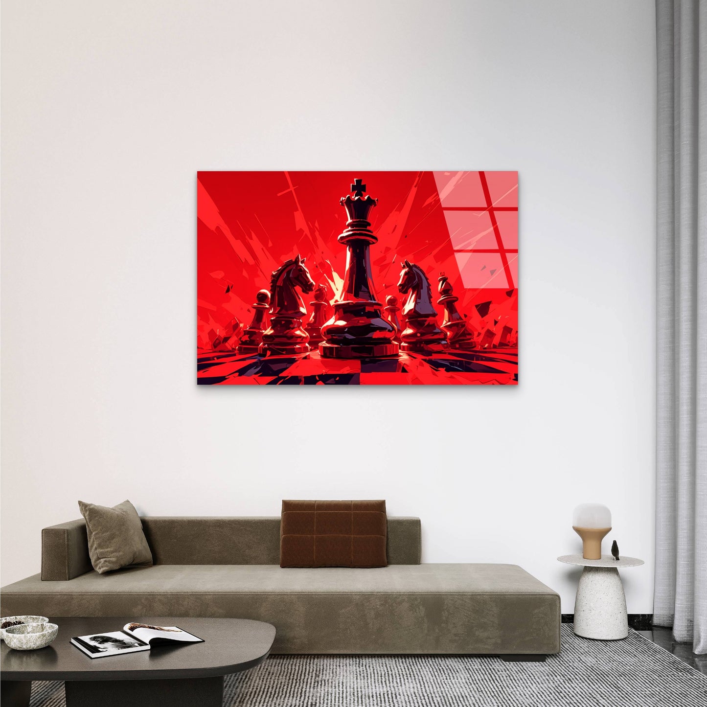 Red Chess Queen Knight Board Acrylic Glass Printing Wall Art Australian Made Quality