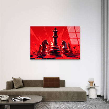 Red Chess Queen Knight Board Acrylic Glass Printing Wall Art Australian Made Quality