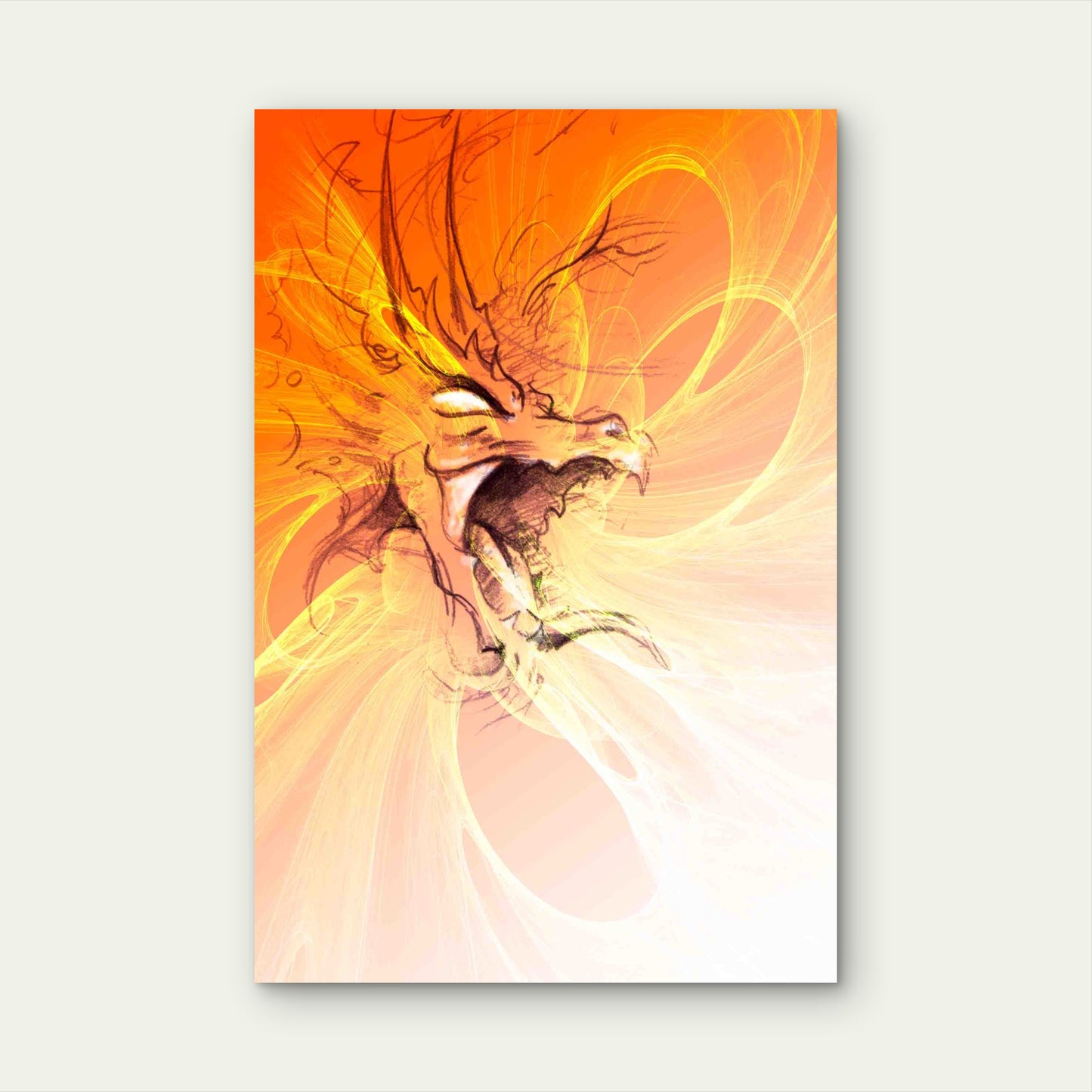 Golden Fire Dragon Rising From the Clouds Metal Print Ready to Hang